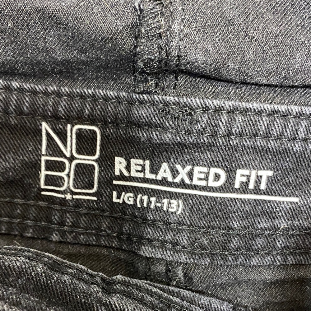 NOBO size large Black Denim Short Overalls stretch casual trendy comfy summer - Picture 2 of 9